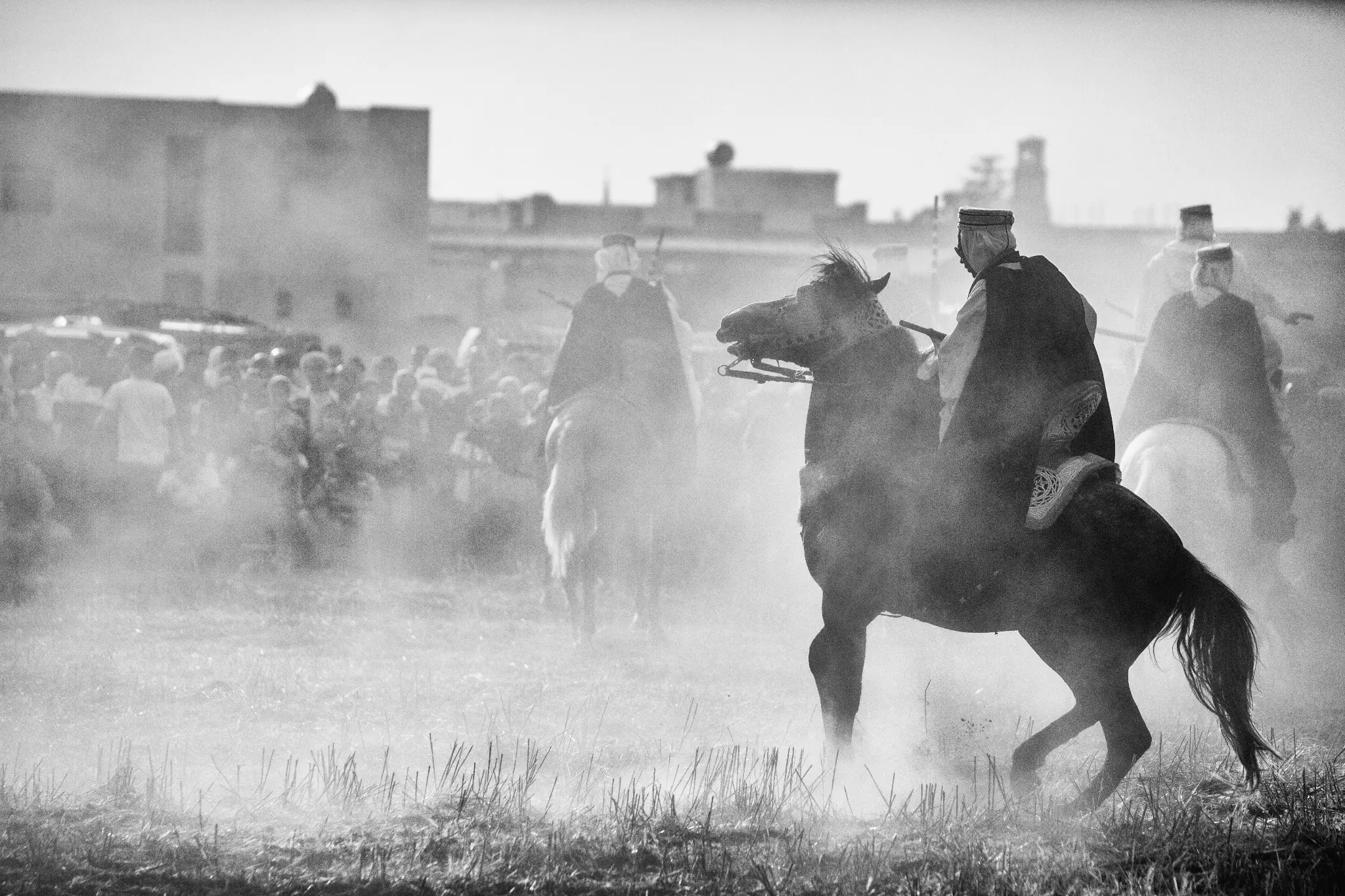Cheval et cavalier saisis dans le mouvement à Hammam Bou Hadjar