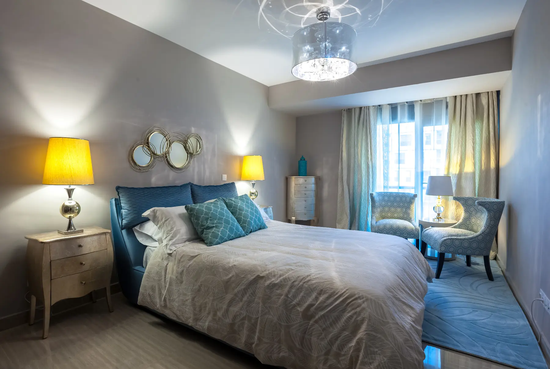 Chambre aux accents bleus du projet Millennium Square